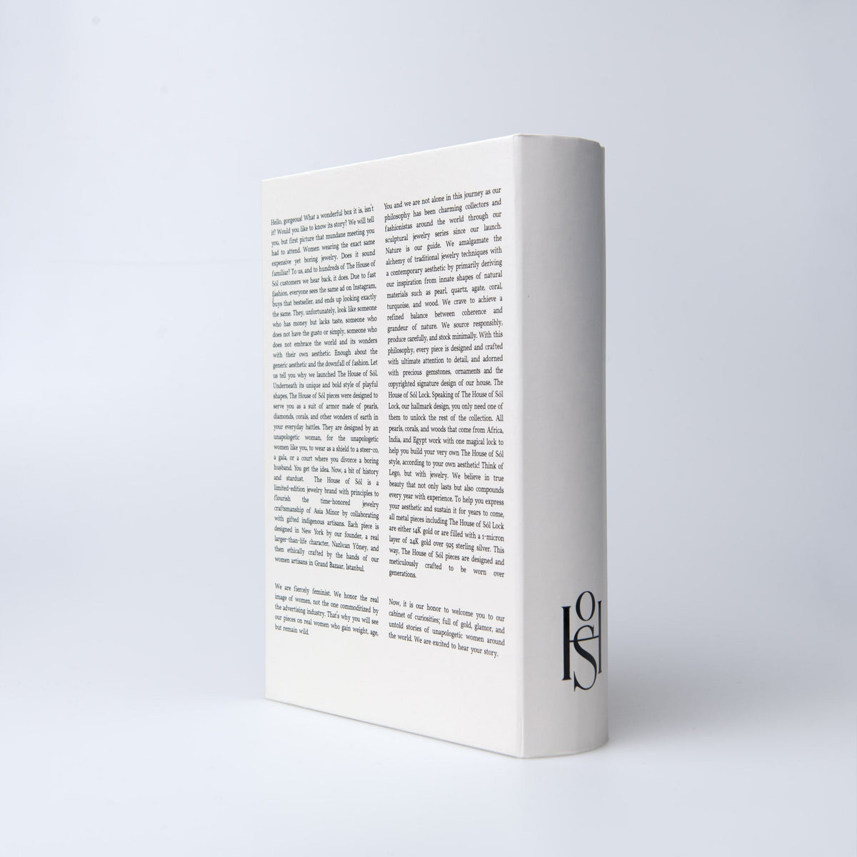 2023 Collector's Edition Box back cover with brand story text and HoS monogram spine