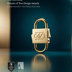 House of Sol Lock with branding on a gradient blue and brown background, featuring design award text.