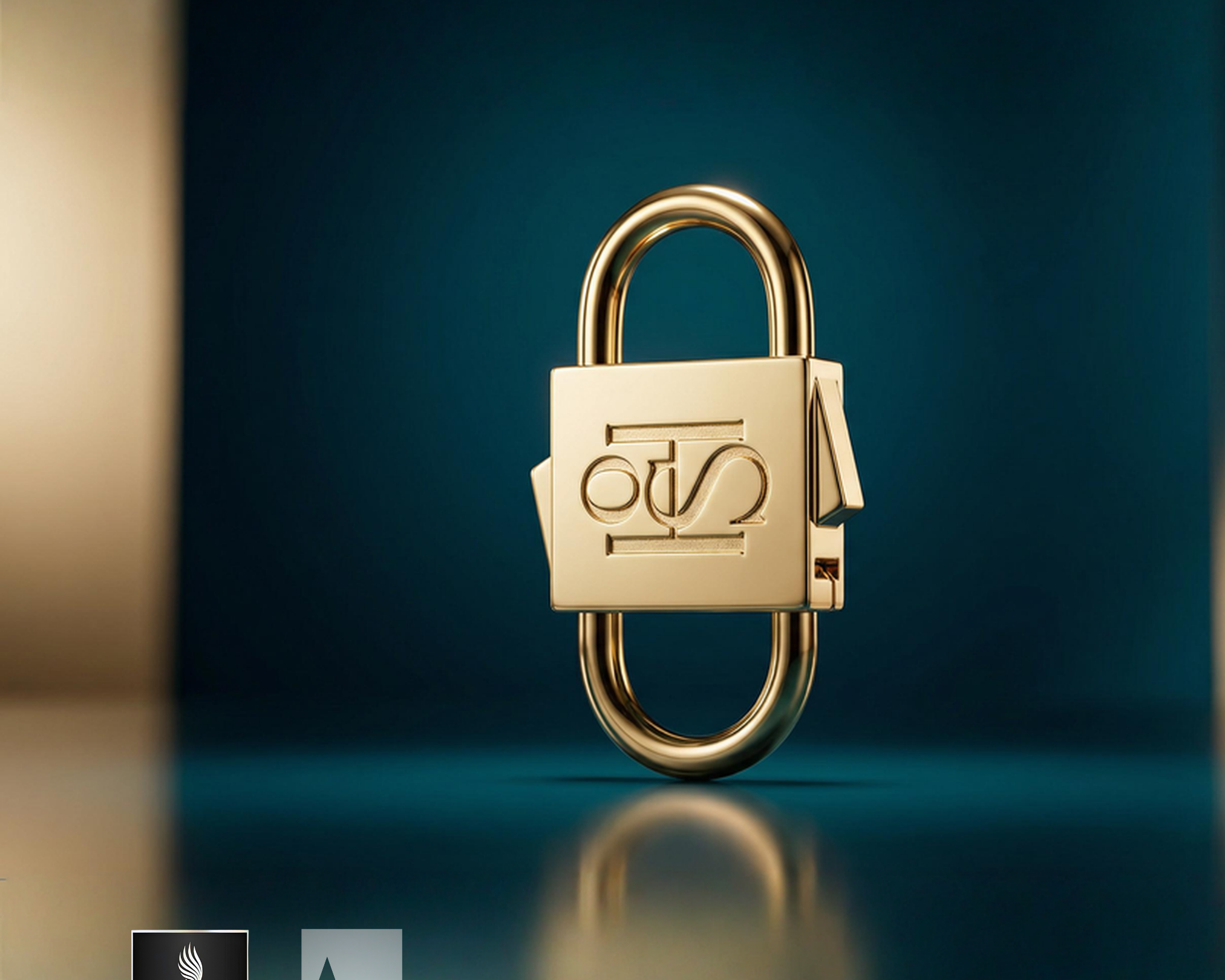 House of Sol Lock with branding on a gradient blue and brown background, featuring design award text.