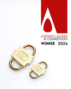 Two sizes of the HoS Lock with the A' Design Award & Competition Winner 2024 graphic
