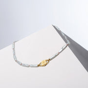Hand-knotted Biwa freshwater pearl necklace with Bébé Lock closure — House of Sól Bébé Blanc